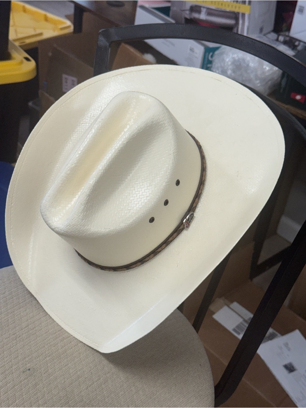 Mens Justin 10X Straw Western Cowboy Hat by Milano Hat Company Ivory 58 7 1/4